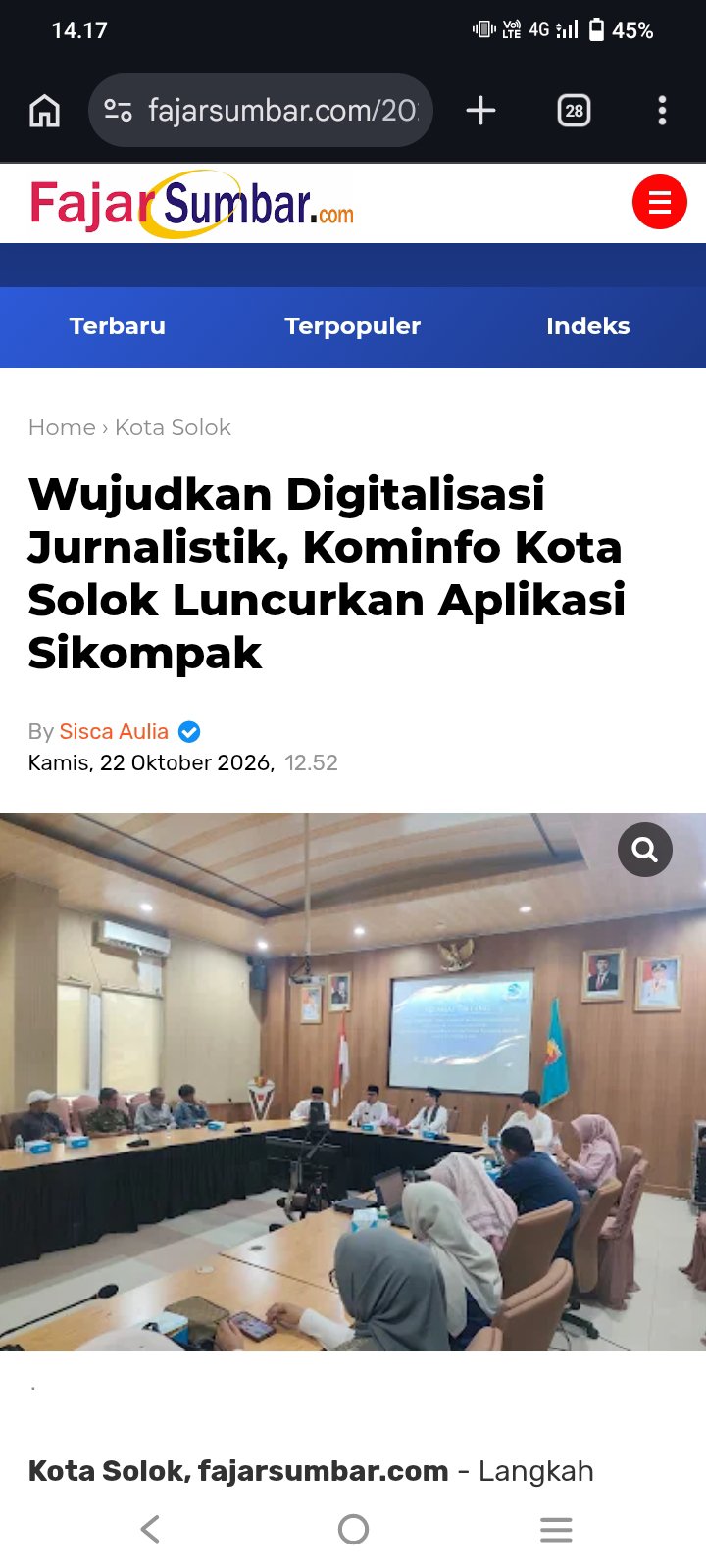 wujudkan digitalisasi jurnalistik, kominfo kota solok luncurkan aplikasi sikompak