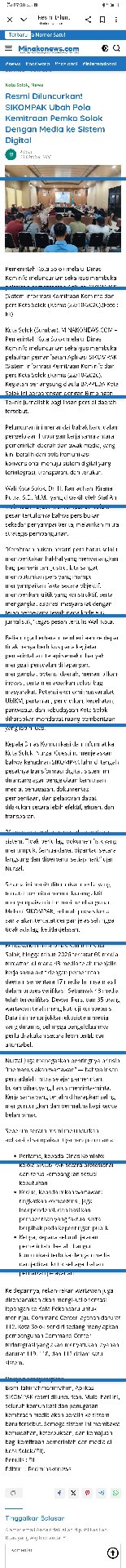 Resmi Diluncurkan! SIKOMPAK Ubah Pola Kemitraan Pemko Solok Dengan Media ke Sistem Digital