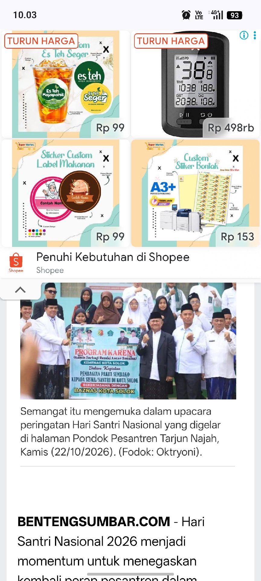 Suryadi Nurdal Kobarkan Semangat Hari Santri di Solok, Prestasi Pesantren Dapat Penghargaan, Puluhan Paket Sembako Disalurkan